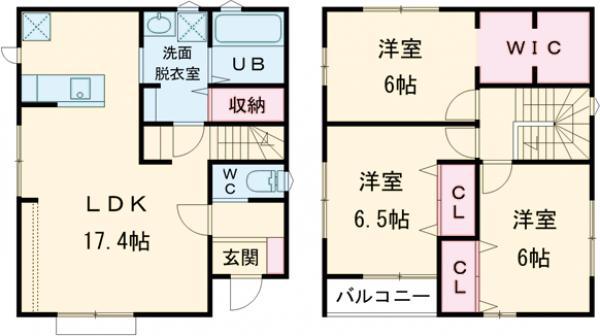 上毛電気鉄道上毛線 片貝駅 徒歩7分 2階建 新築(3LDK)の間取り写真