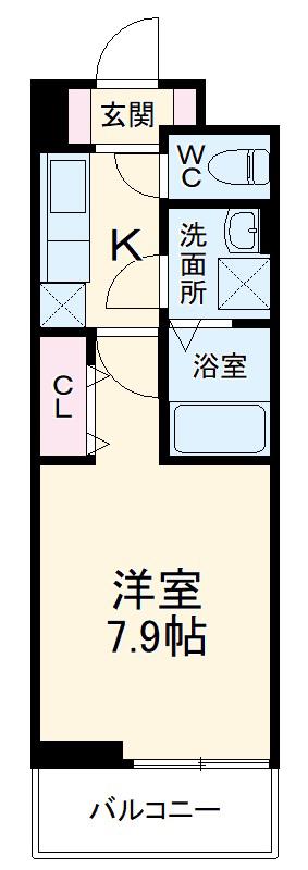 プロムローズST(1K/2階)の間取り写真