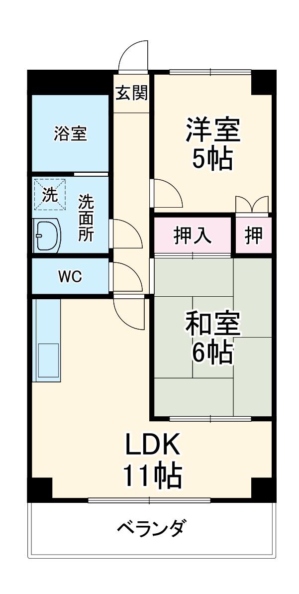 サンモールNAGATA(2LDK/3階)の間取り写真