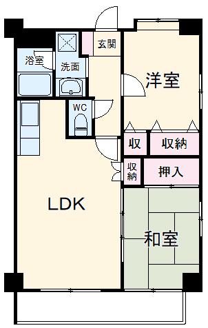 カメットⅠ(2LDK/6階)の間取り写真