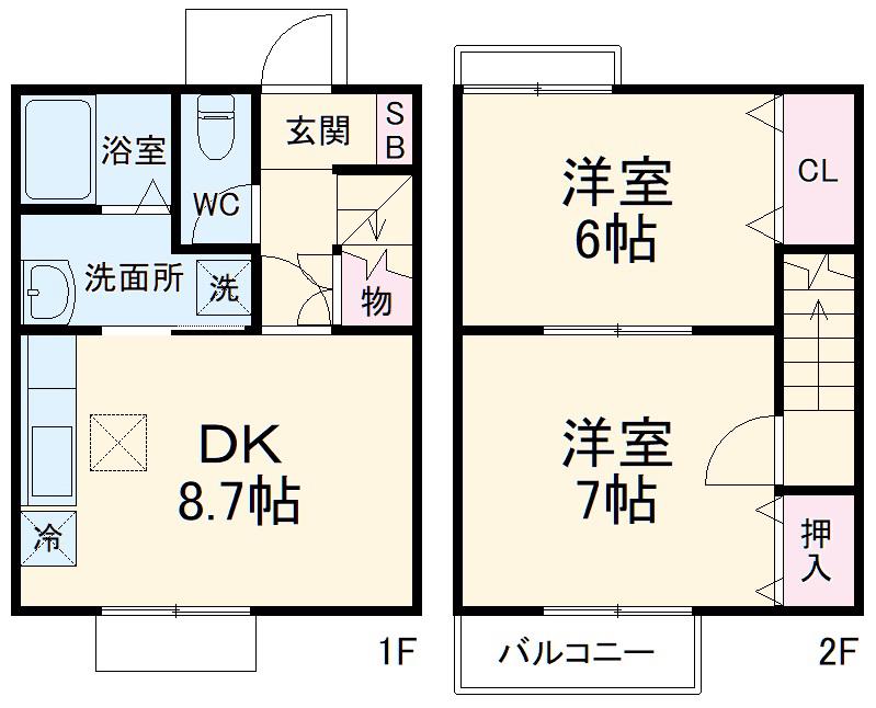 スカイコート(2LDK)の間取り写真