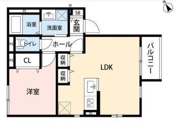 コンブリオ横浜(1LDK/3階)の間取り写真