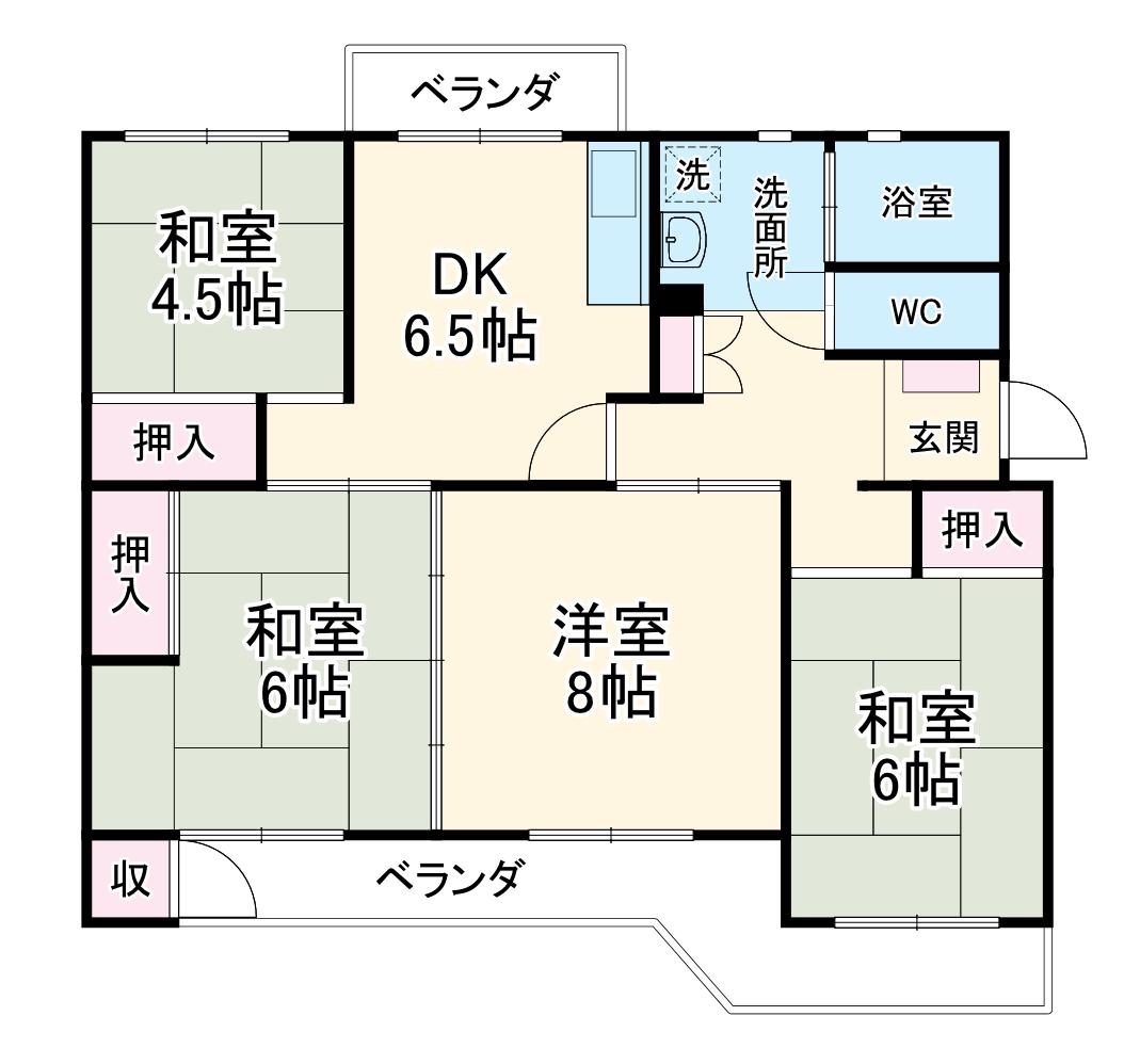 船橋グリーンハイツ3号棟(4DK/1階)の間取り写真