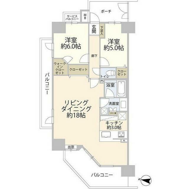 レーベンリヴァーレ東京ラ・トーレ(2LDK/3階)の間取り写真
