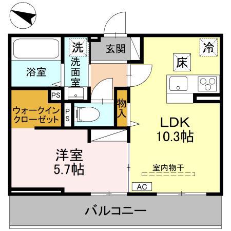 アザレアB(1LDK/2階)の間取り写真