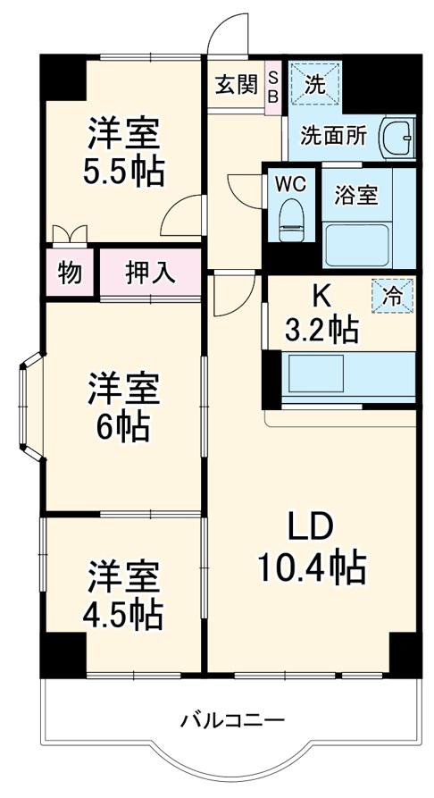 パールグリーン(3LDK/3階)の間取り写真