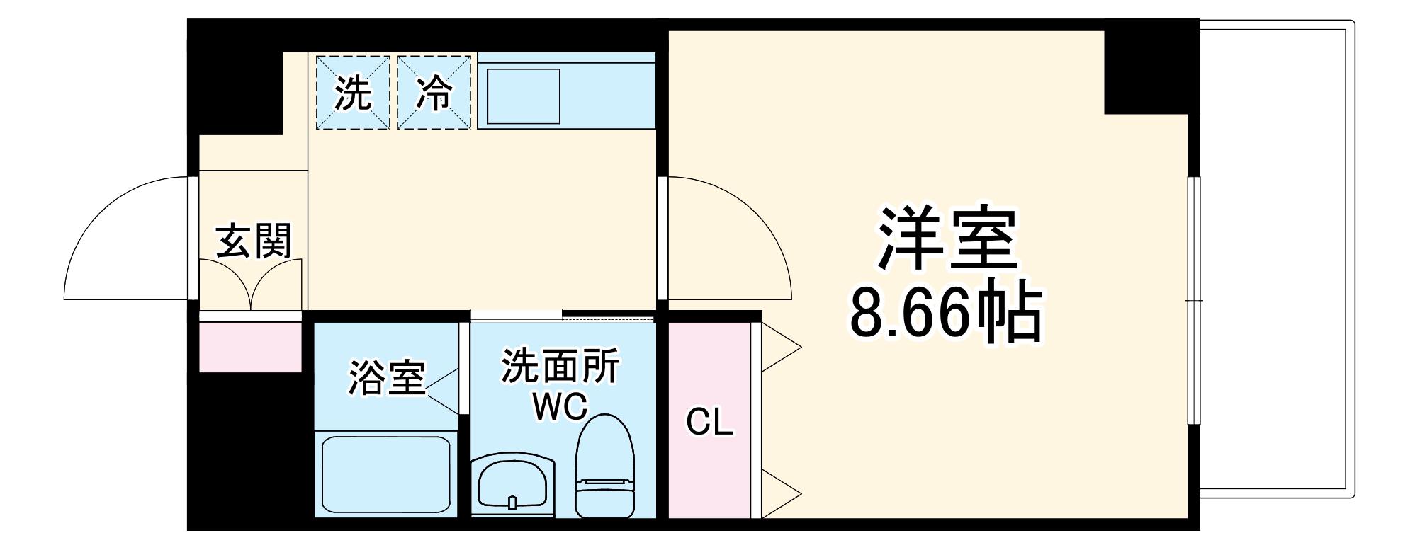 パークベア本厚木(1K/4階)の間取り写真