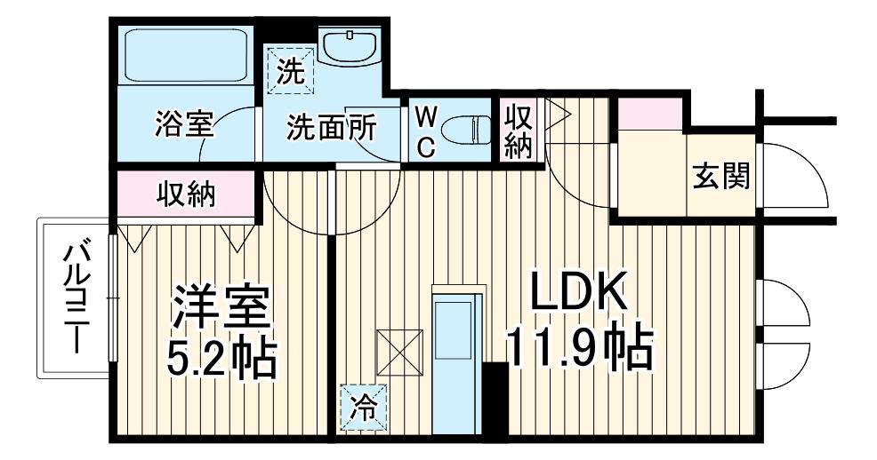KUKKULA KURIYA 1号棟(1LDK/1階)の間取り写真