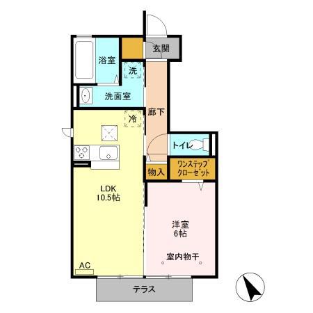 グランソレイユ E(1LDK/1階)の間取り写真