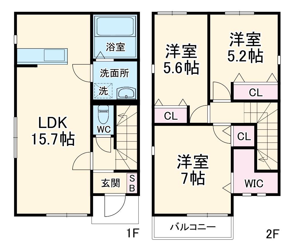京成電鉄本線 京成成田駅 徒歩84分 2階建 築1年(3LDK)の間取り写真