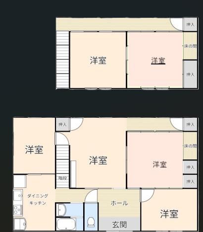 樽見鉄道 横屋駅 徒歩25分 1階建 築57年(5LDK)の間取り写真