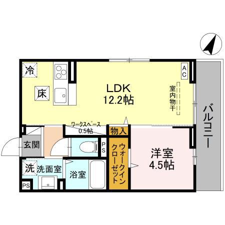 アザレアC(1LDK/1階)の間取り写真