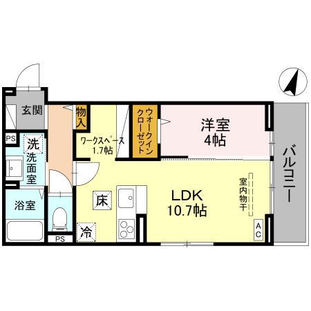 アザレアC(1LDK/1階)の間取り写真