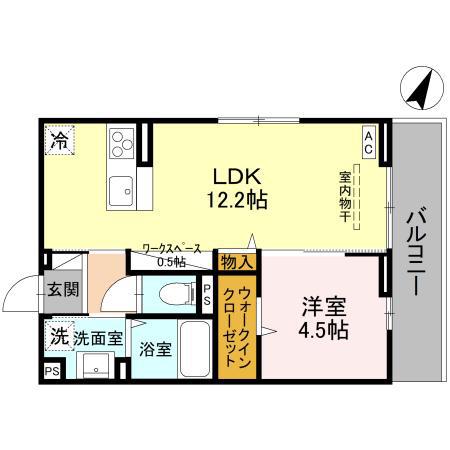 アザレアC(1LDK/2階)の間取り写真