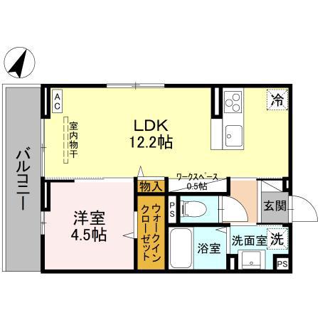 アザレアC(1LDK/2階)の間取り写真