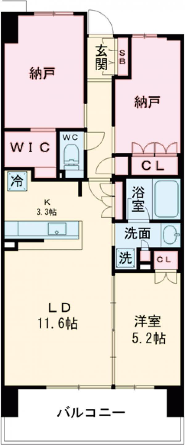 ジオ京都西院(2SLDK/4階)の間取り写真