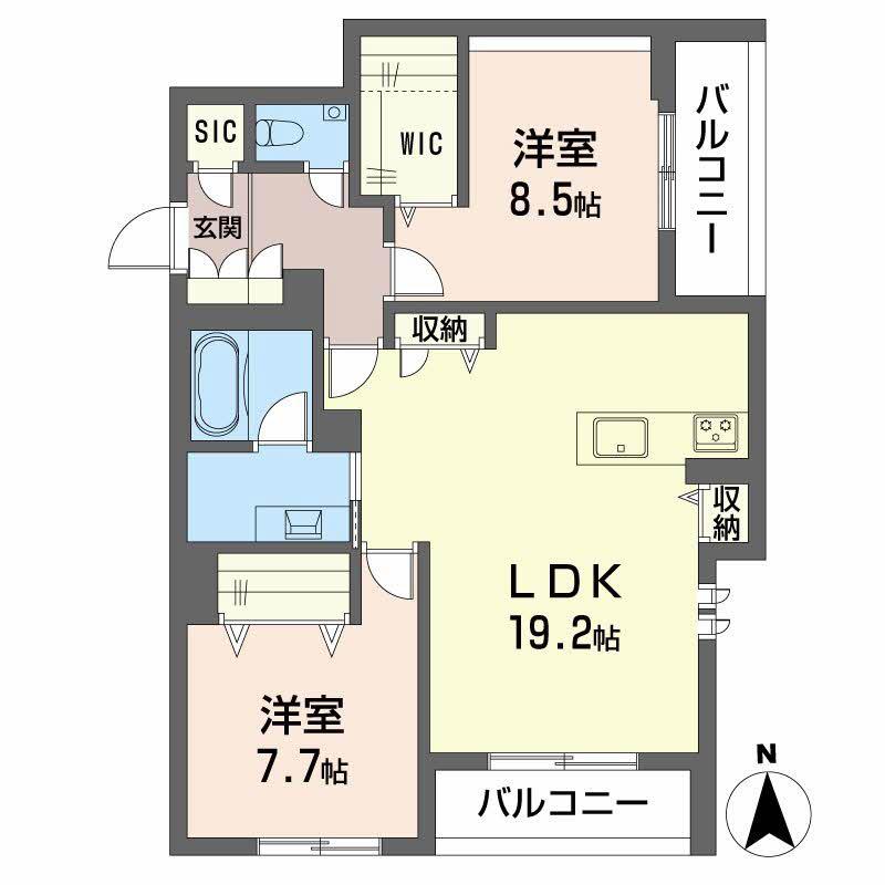 プレミアス御幸(2LDK/3階)の間取り写真