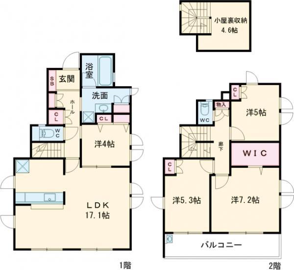 中央本線 武蔵小金井駅 徒歩16分 2階建 築7年(4LDK)の間取り写真