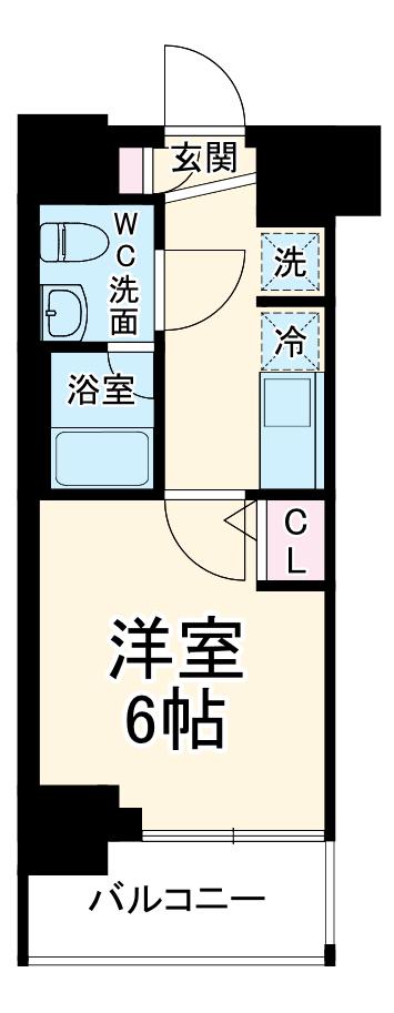 GENOVIA平塚Ⅳ(1K/9階)の間取り写真