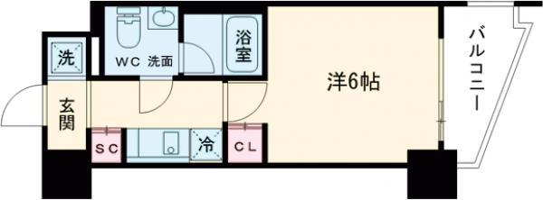 プラシア北千住(1K/8階)の間取り写真