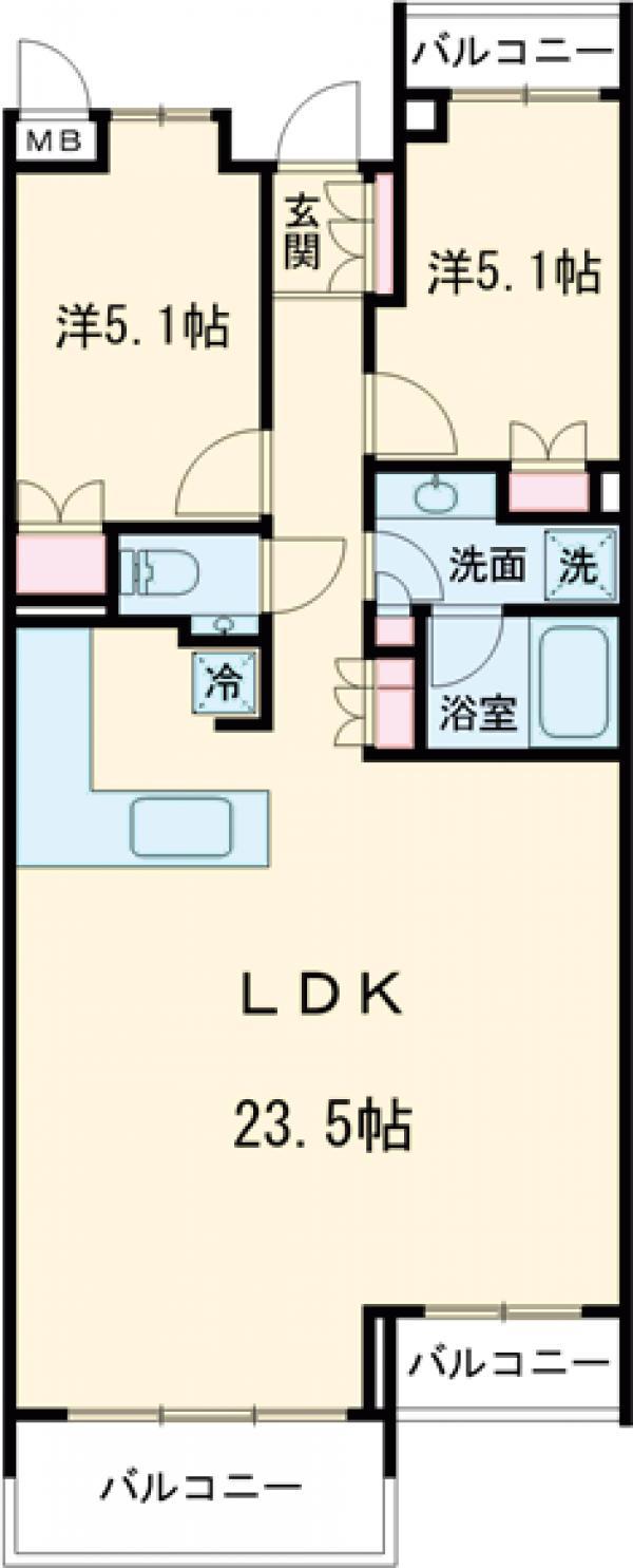 目白ガーデンヒルズC棟(2LDK/5階)の間取り写真