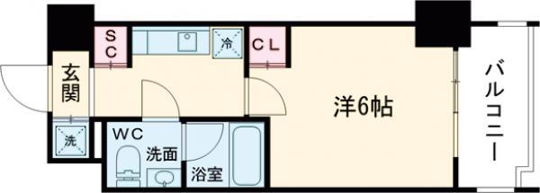 プラシア北千住(1K/7階)の間取り写真