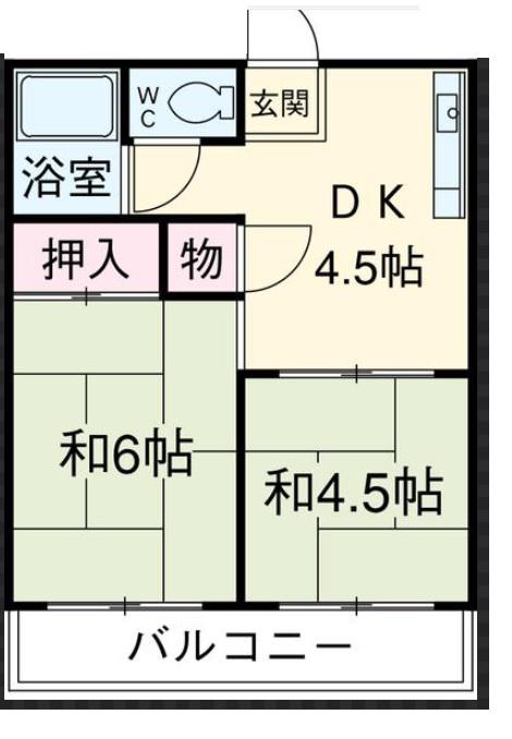 羽根柳マンション(2DK/3階)の間取り写真