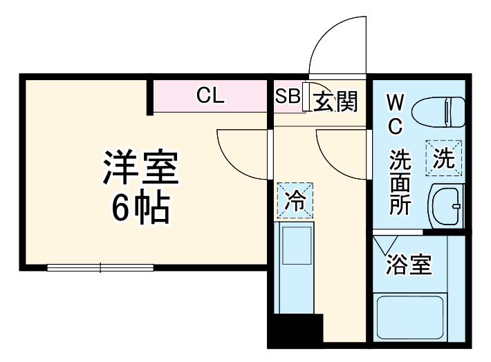 リオグレイス鴻巣(1K/1階)の間取り写真