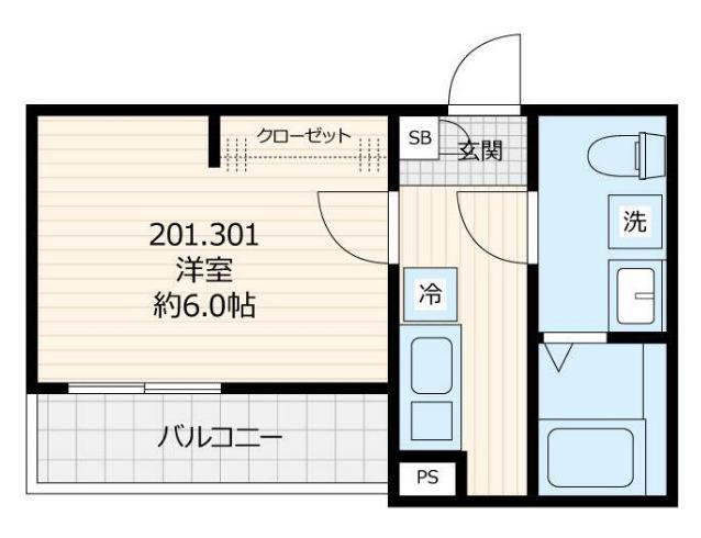 リオグレイス鴻巣(1K/2階)の間取り写真