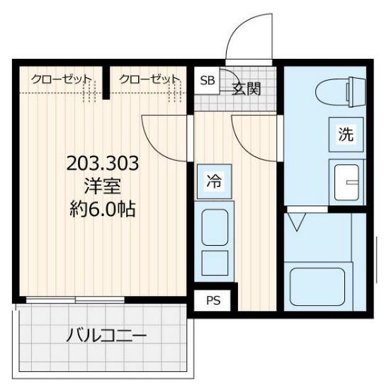 リオグレイス鴻巣(1K/2階)の間取り写真