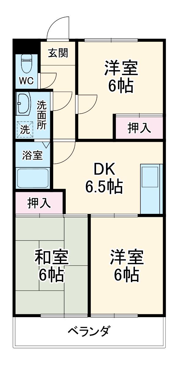 レジデンス旭(3DK/4階)の間取り写真