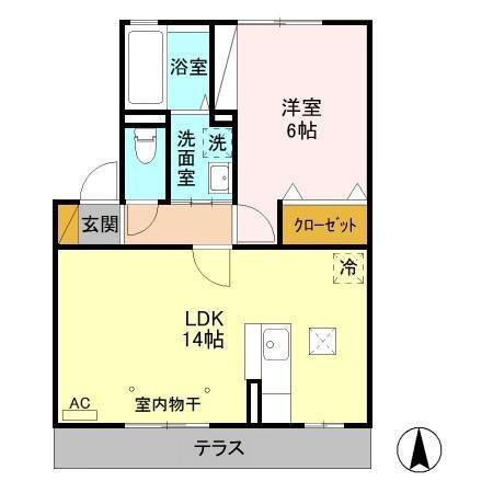 メルヴェイユA(1LDK/1階)の間取り写真