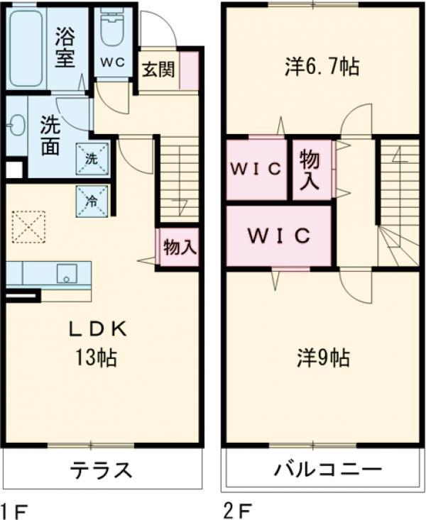 オレンジヒル(2LDK)の間取り写真