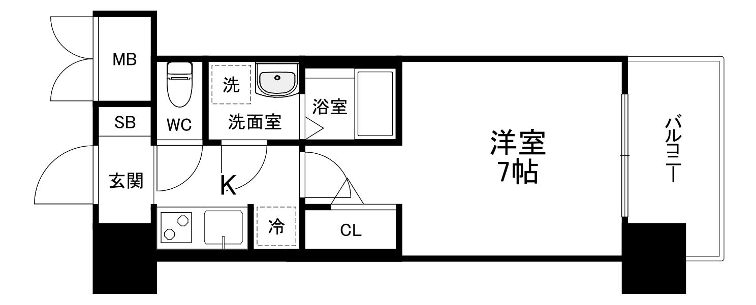 S-RESIDENCE大阪同心(1K/14階)の間取り写真
