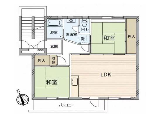真砂1丁目団地(2LDK/4階)の間取り写真