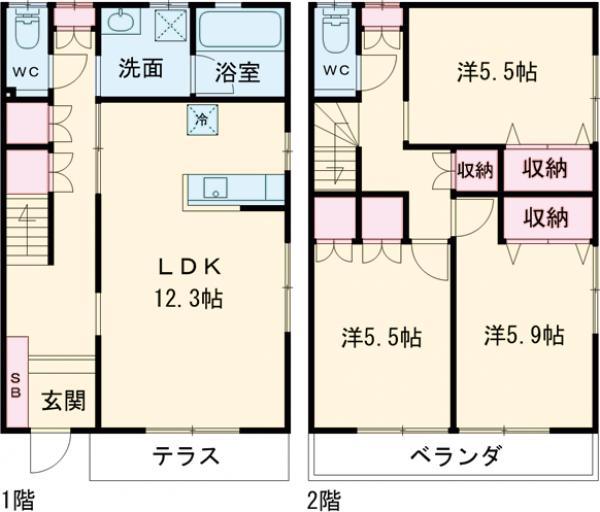 ROSE VILLA中村橋(3LDK/1階)の間取り写真