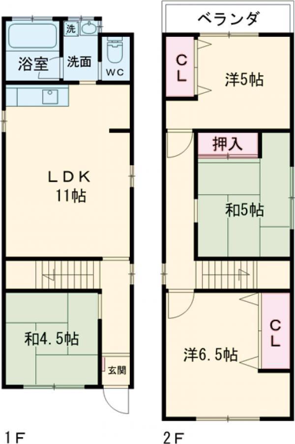 阪急電鉄京都線 西向日駅 徒歩18分 2階建 築45年(4LDK)の間取り写真