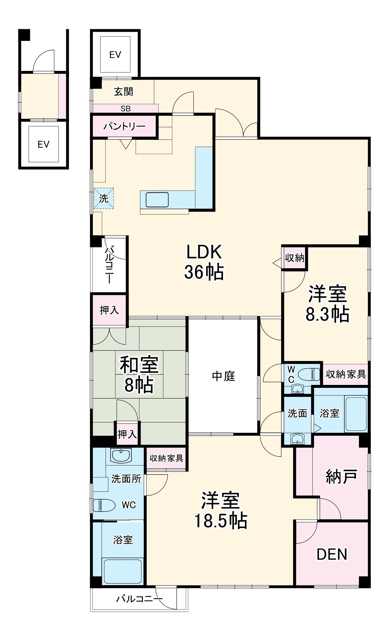 板屋町M(3LDK/1階)の間取り写真