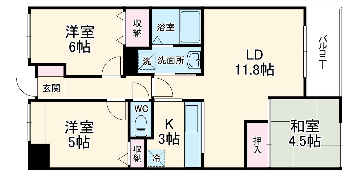 TAMS COURT(3LDK/2階)の間取り写真