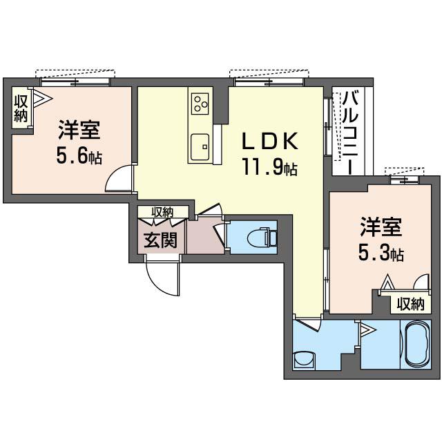 SHA MAISON884(2LDK/2階)の間取り写真