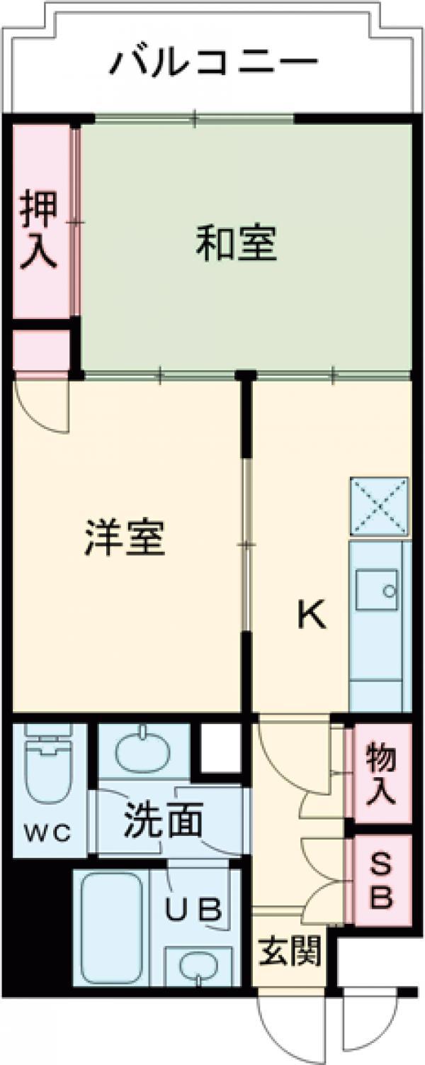 ライオンズマンション池尻大橋(2K/5階)の間取り写真
