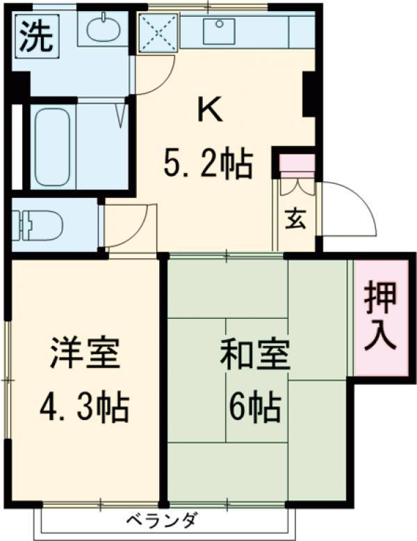 ミトモマンション(2K/2階)の間取り写真