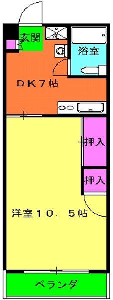 ネクストジェイ都賀(1DK/2階)の間取り写真