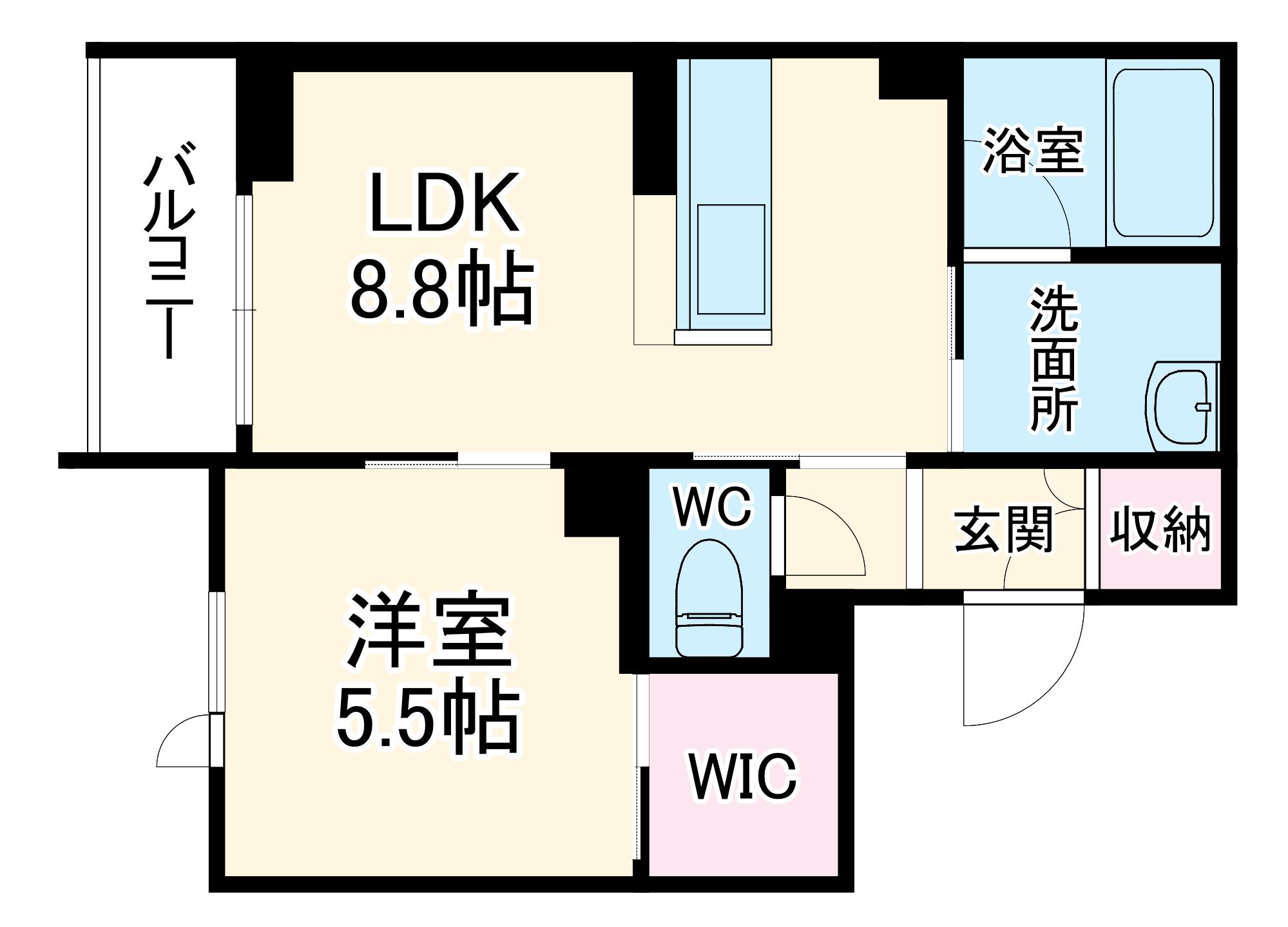 ラ・ムール泉町(1LDK/2階)の間取り写真