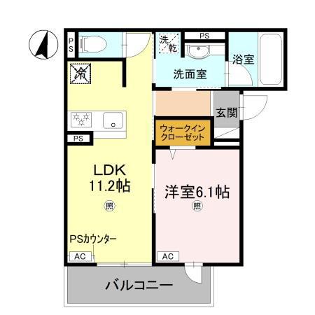 D-RESIDENCE蛍池東町(1LDK/2階)の間取り写真