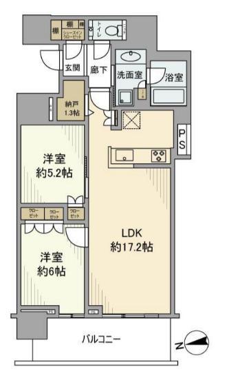 プラウドタワー小岩ファースト(2LDK/8階)の間取り写真