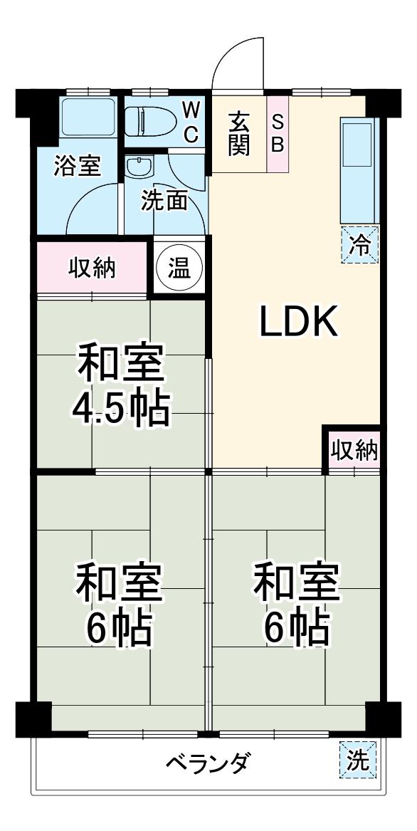 丸二四ハイツ(3LDK/3階)の間取り写真