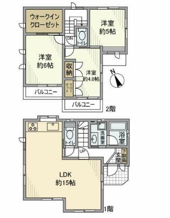 相模線 上溝駅 徒歩30分 2階建 築29年(3LDK)の間取り写真
