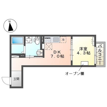八王子市北野町マンション工事(1DK/2階)の間取り写真