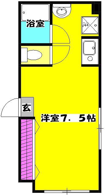 鈴木コーポ(ワンルーム/2階)の間取り写真